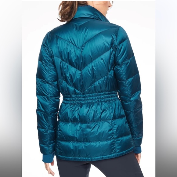 Athleta EUC Banner Peak Down Coat in peacock blue puffer jacket Fitted Sz XXS - Picture 2 of 16
